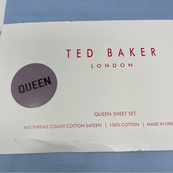 Ted Baker London Blue Queen Sheet set Ultra Fine sateen cotton New - Picture 7 of 7